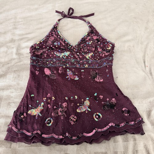 Vtg y2k bebe sequin butterfly - vtg,