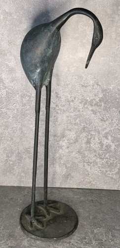 Vintage bronze heron crane - vintage,