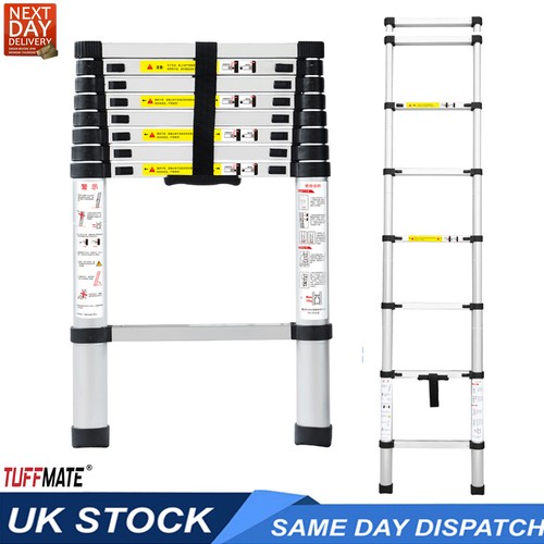 Aluminium telescopic ladder - aluminium, 2m