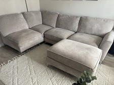 Furniture Village Legend LHF Corner Sofa Footstool Kingston Silver