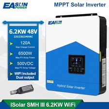 Easun 6.2KW Hybrid Solar Inverter Off-Grid 48V MPPT 120A 240VAC PV 60-450