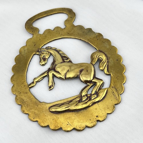 Brass horse medallion antique - brass,