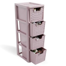 Pink Rattan Plastic Drawer