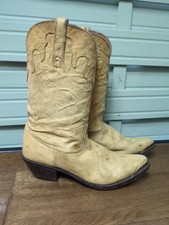 Durango Cowboy Boots Size 5.5 UK Beige Distressed Leather Worn Quality