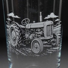 Vintage & Classic Farm Tractors Glassware | Etched Engraved Glass | Home and Bar