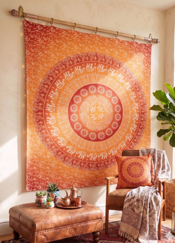 Orange elephant throw cotton - orange,