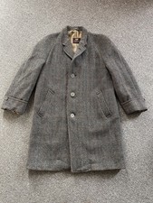 Dunn & Co Crombie Tweed Coat Heavy Wool Size 40R Grey Multicoloured 