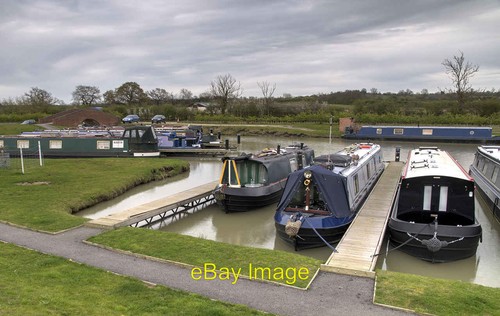 Photo 12x8 moored narrowboats - moored,