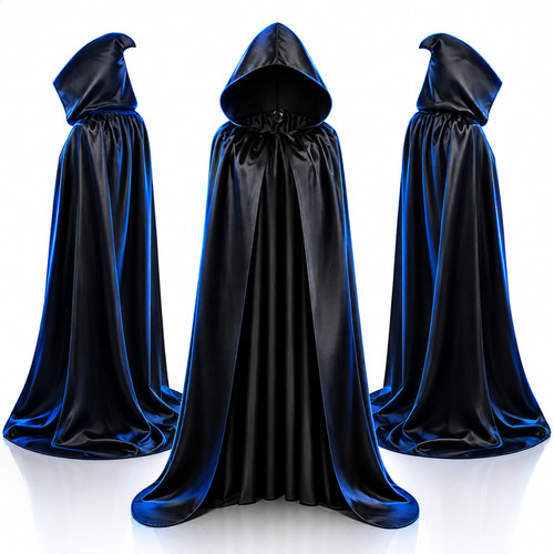 Halloween hooded cloak black - hooded,