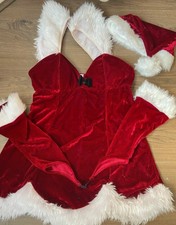 Ann Summers Sexy Santa Christmas Outfit Dress Hat Glovelettes Size 12-14 Cosplay