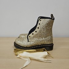 Dr Martens 1460 Farrah Gold Glitter Rare Ankle Sparkly Party Boots Uk 4 Eu 37