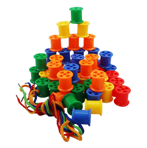 Colourful plastic cotton reels