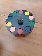 Antique Circular Poker Chip Carousel / Gaming Counter Caddy With Lid