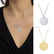 Full Moon Round Disc 925 Sterling Silver Pendant Cable Chain Men Women Necklace