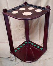 Snooker Cue Rack Stand Corner Mahogany Wood 10 Pool Cues Table Rest Sticks