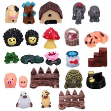 24 Pcs Small Resin Animals Mini Fairy Garden Ornament