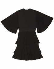 ZARA Womens Batwing Tiered Dress UK 10 Small Black Flecked Polyester LO10