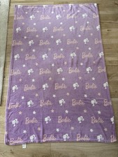 Barbie purple and pink Fleece Blanket throw 39” x 60” with Stars Logo 