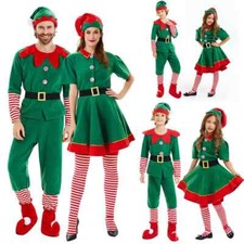 ELF COSTUME  ADULT CHILDS CHRISTMAS FANCY DRESS OUTFIT SANTAS HELPER XMAS