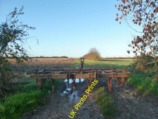 Photo 6x4 Blocked field entrance Comberton/TL3856 Old harrows as makeshi c2015