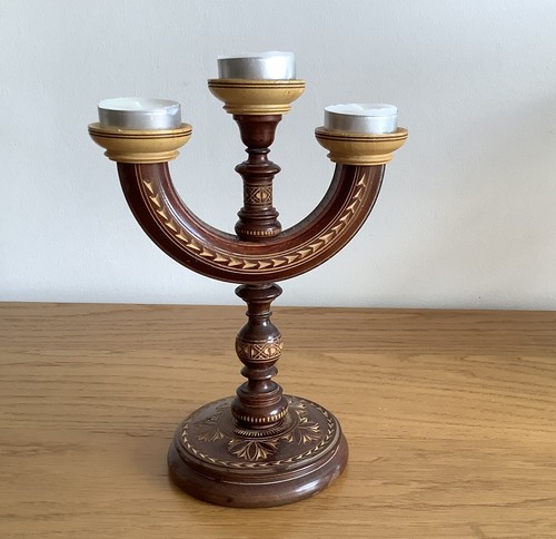 Vintage wooden candle holder - wooden,