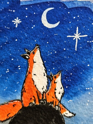 Fox mother baby star - mother,, star,