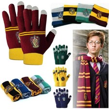 Harry Potter Scarf & Gloves Gryffindor Slytherin Ravenclaw Hufflepuff Gift XmasU