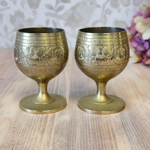 Pair vintage etched indian - pair,