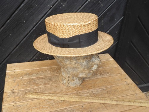 Antique straw boater - straw, hat