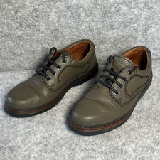 Clarks Nature Three Leather Shoes Olive UK 7.5 Lace Up Comfort Walking