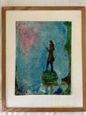Framed painting of a fisherman