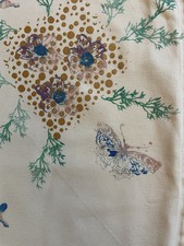 Shabby Chic Pair 18x18 Cushion Covers Hand Printed Flowers Butterflies & Birds