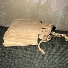 Set Of 4 Small Wooden Plater Board Serving Dining Cute Quirky Cheese Dessert