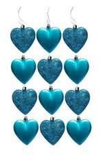 12PC HEART BAUBLES - GLITTER &