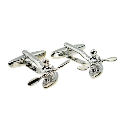 Kayak canoe cufflinks white - canoe,