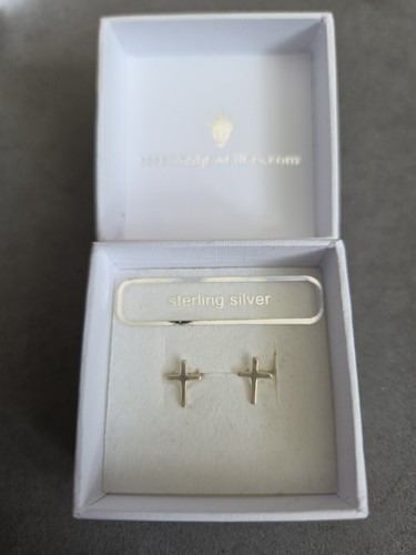 Silver cross earrings - silver,