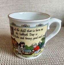 Royal Worcester Fine Porcelaine Birthday Mugs Sunday's Child 1998 Sue Scullard