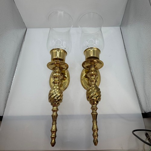 Pair vintage brass wall - pair,