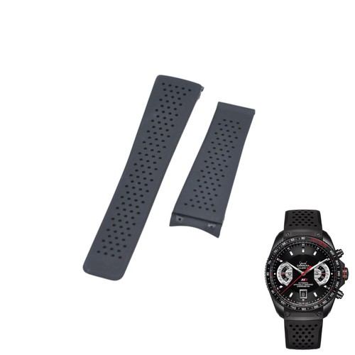 22mm black rubber watch strap - black,