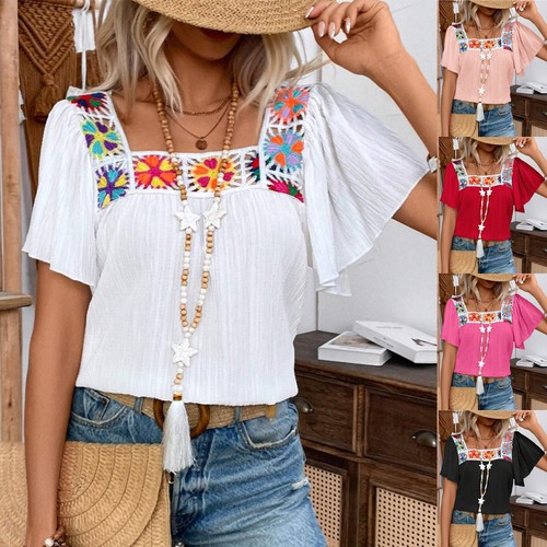 Womens short sleeve crochets - short,