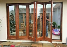 Sapele Hardwood 5-leaf Bi-Folding Doors!!! Made to measure!!! Bespoke!! Glazed!!