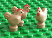 LEGO NEW 3 x Chickens Dark Tan