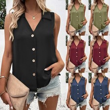 Women Chiffon Button Down Tank