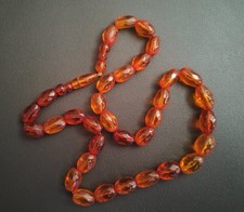 Vintage Baltic Amber Faceted Graduated Beaded Necklace 38g