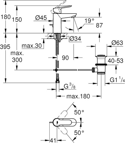 Bauedge basin mixer - mixer, chrome