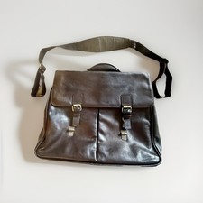 John Lewis Men's Dark Brown Genuine Leather Messenger Bag Satchel/Briefcase