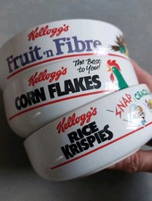 Kelloggs Vintage Collectors Cereal Bowls Corn Flakes Rice Krispies Fruit & Fibre