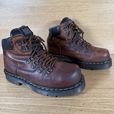 Dr Martens Air Wair Size 7 UK Industrial Steel Toe Capped Brown Boots - Vintage
