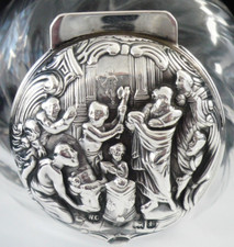 Large Antique Sterling Silver & Glass Scent Bottle, William Comyns, London 1901