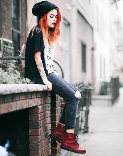 Women martens boots red - dr,